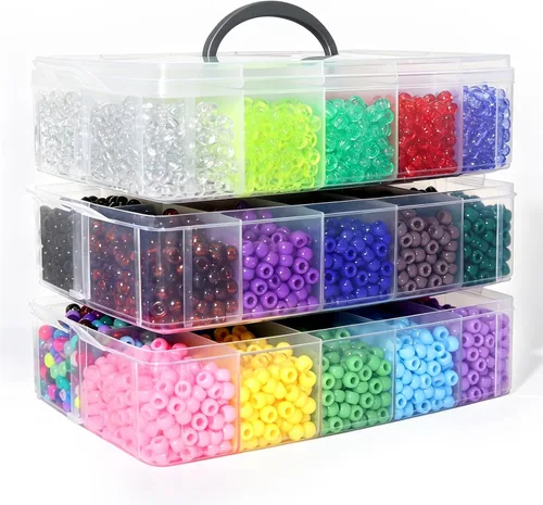 Miniatura 8 de LIS HEGENSA Kandi - Juego de cuentas de pony a granel, para hacer collares, joyas, trenzar el cabello, pulseras, cuentas de plástico