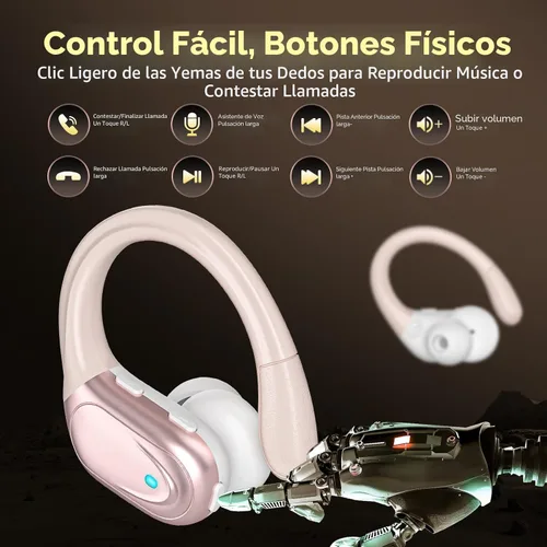 Miniatura 6 de HAOYUYAN Auriculares deportivos Bluetooth inalámbricos, 80 horas de reproducción, con pantalla de alimentación LED, IPX7 impermeables para 2026-oro