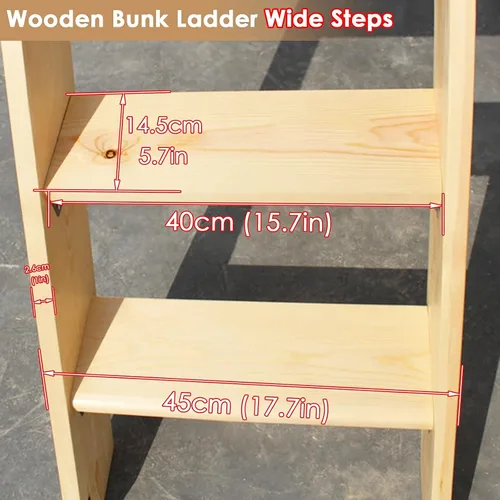 Miniatura 5 de Escalera antideslizante de madera de 60 pulgadas con 5 bandas de rodadura anchas, escalera de seguridad para adultos mayores