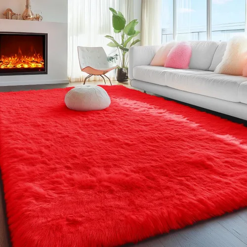 Miniatura 63 de PAGISOFE Alfombras esponjosas de dormitorio de 4 x 6 pies, color negro, alfombra moderna para sala de estar, alfombra lanuda para interiores