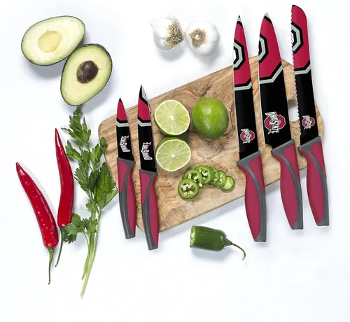 Miniatura 2 de NCAA Juego de cuchillos de cocina – Cuchillos de cocina de acero inoxidable, pan, tallado, utilidad y emparejamiento (5) – Regalo apto