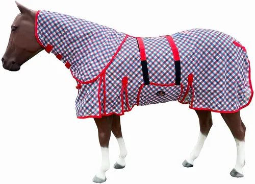 Miniatura 75 de HILASON Hoja de mosca de caballo con protección UV, malla transpirable, mosquito, primavera, alfombra de caballo de verano, alfombra de mosca