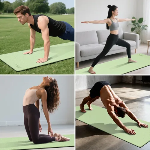 Miniatura 22 de ILILI Tapete de yoga 10mm extra grueso y 193cm extra largo, 76x28x0.4 pulgadas, material TPE antideslizante de doble color, fácil de transportar