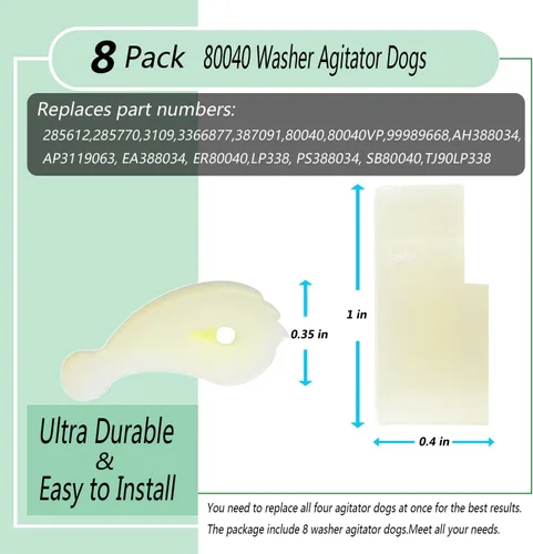 Miniatura 4 de Kit de Reemplazo de Perros Agitadores de Lavadora 80040, Compatible con Lavadoras Whirlpool y Kenmore - Reemplaza 285612, 285770, 3366877