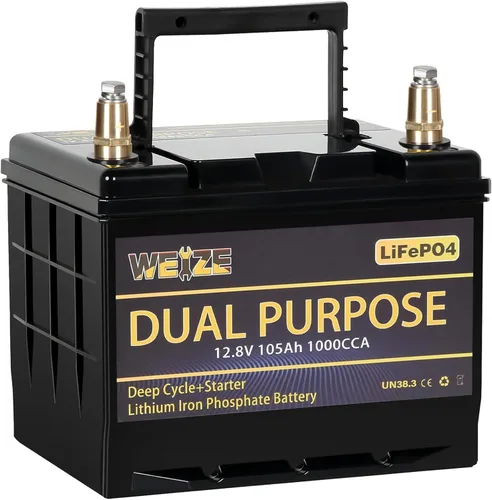 Miniatura 9 de WEIZE Batería LiFePO4 de doble propósito de 12V 60AH 800CCA, batería de litio de arranque del grupo 24 más rendimiento de ciclo profundo, BMS
