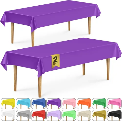 Miniatura 25 de DecorRack 2 Manteles rectangulares de plástico libres de BPA, 54 x 108 pulgadas, mantel de mesa para comedor, mantel rectangular para fiestas