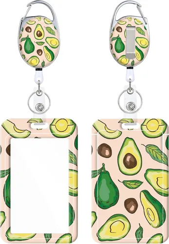 Portainsignia Retráctil, Carrete de Insignia con Clip para Cinturón de Patrón Estampado Lindo con Llavero, Protector de Tarjeta de Identificación