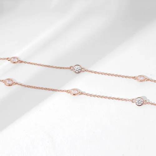 Miniatura 2 de Tienda Collection Platinum or Gold Plated Sterling Silver Station Necklace made with Infinite Elements Zirconia