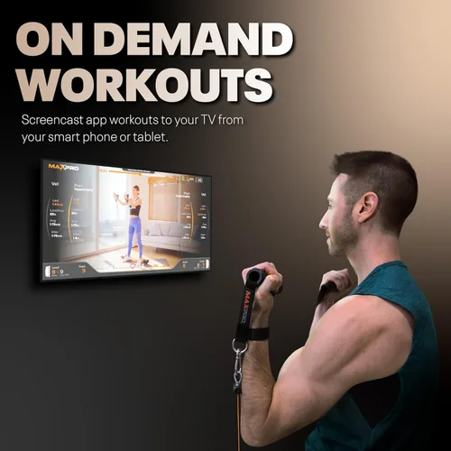 Miniatura 4 de MAXPRO gimnasio en casa, como se ve en Shark Tank, versátil, portátil, con Bluetooth, para entrenamiento de fuerza, HIIT, ejercicio cardiovascular