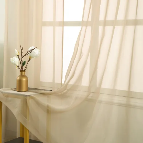 Miniatura 21 de GYROHOME Cortina de gasa transparente con bolsillo para barra, filtro de luz solar, protege la privacidad de poliéster transparente para sala