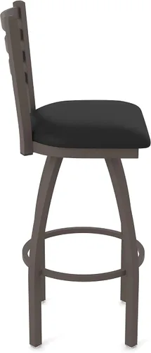Miniatura 5 de 410 Jackie Taburete de bar giratorio de 36 pulgadas con acabado bronce y asiento de vinilo negro