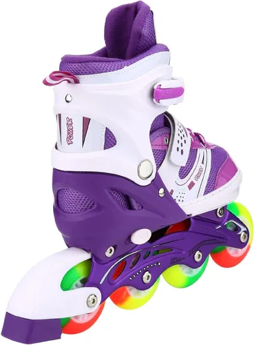 Miniatura 2 de Adjustable Inline Skates for Kids Ages 4–12, Light Up Wheels, Beginner Roller Skates for Boys & Girls, Outdoor & Indoor Skating Gift Púrpura