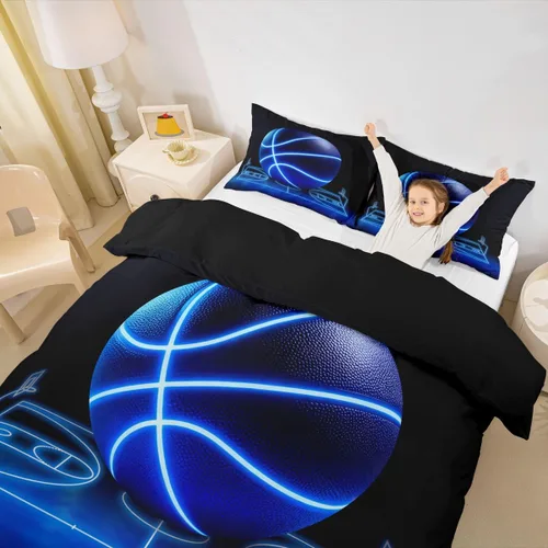 Miniatura 33 de Erosebridal Sports Duvet Cover Football Patchwork Bedding Sets, Geometric Ball Pattern Bed Cover Rugby Game Bed Set Twin