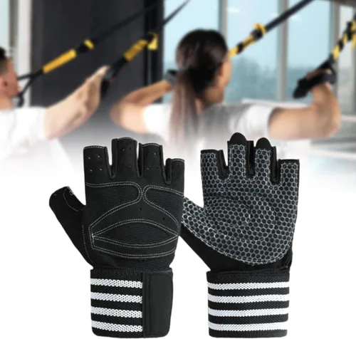 Miniatura 4 de Yiju 2X Workout Gloves Accessory Lightweight Polyester Black Weight Lifting Gloves for Indoor Outdoor Pull Ups Fitness Women Men