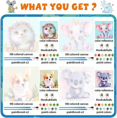 Miniatura 4 de QEUOYSS 4 pinturas por números para niños de 8 a 12 años, juego de pintura DIY para niñas, niños, adultos, manualidades principiantes para niñas