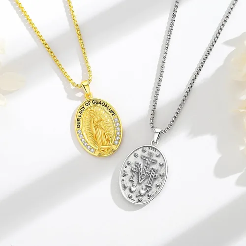 Miniatura 74 de Vito Collar de plata de ley 925 para mujeres y hombres, San Benito, crucifijo, Caravaca, San Cristóbal, San Judas, medalla patronal, amuleto