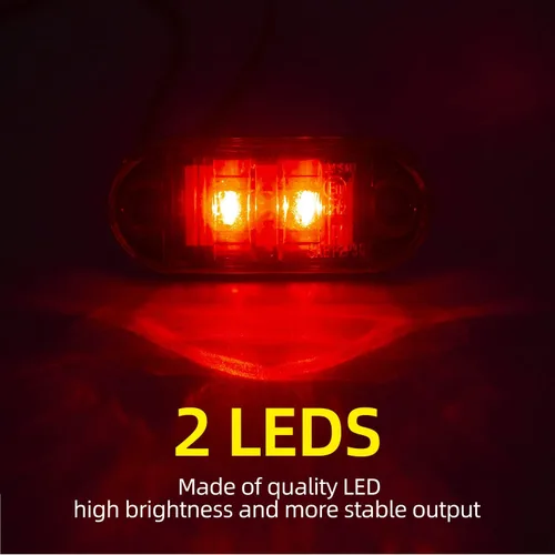 Miniatura 5 de (10 luces ámbar y 10 rojas) de 2.5 pulgadas, 2 diodos, 2 luces LED de marcador lateral de remolque, luces ovaladas para remolque, luces
