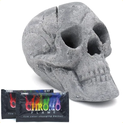 Miniatura 9 de OSKER 3CT Mini Hoguera Calavera con Paquetes de Cambio de Color de Fuego Tronco Cerámico Ignífugo para Hoguera, Fogata, Chimenea, Hoguera