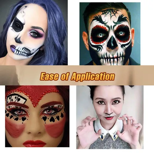 Miniatura 7 de Pintura facial blanca, pintura facial negra, kit de maquillaje SFX para Halloween, cosplay, pintura corporal no tóxica, kits de pintura facial con 2