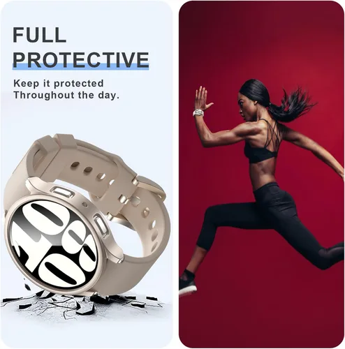 Miniatura 5 de Paquete de protectores de pantalla para Samsung Galaxy Watch 6 de 1.732 pulgadas, JZK 2 Hard PC Bumper Case + 4 protectores de pantalla de vidrio