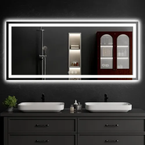 Miniatura 30 de Espejo de baño LED de 30 x 48 pulgadas con luces, regulable, antivaho, espejo de tocador de baño para pared, retroiluminado + luz frontal, función