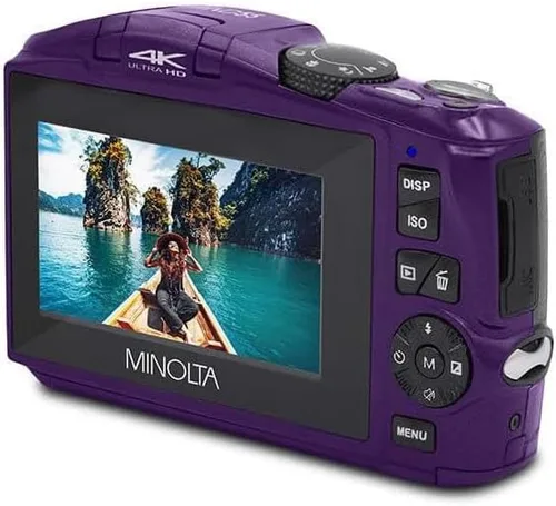 Miniatura 4 de Minolta Cámara digital de 64 MP, video 4K Ultra HD a 60 FPS, zoom digital de 16x, WiFi, sensor CMOS, pantalla LCD de 3 pulgadas, exposición Púrpura