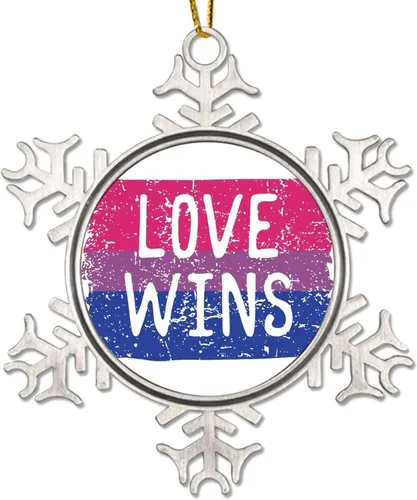 Adornos de Navidad para árbol Love Wins Bisexual Lesbianas Adornos Gay Decoración de árbol de Navidad Recuerdo Bisexual Orgullo Arco Iris Gay LGBTQ