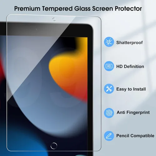 Miniatura 4 de Qularlans Paquete de 2 protectores de pantalla para iPad de 9ª, 8ª, 7ª generación de 10.2 pulgadas 2021/2020/2019, película de vidrio templado