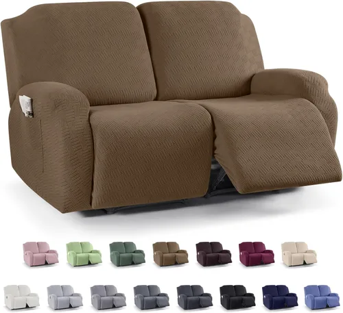 Miniatura 29 de KinCam Fundas para sillón reclinable, fundas elásticas para sillas reclinables, fundas para sofá reclinable de jacquard a rayas, protectores