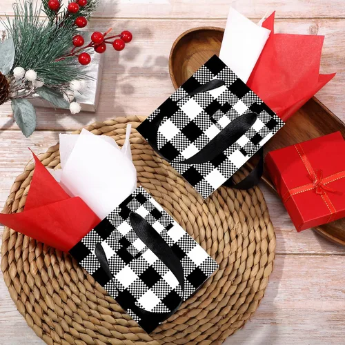 Miniatura 3 de Tenare 12 bolsas de regalo pequeñas, mini bolsas de papel a granel pequeñas con asa de papel para envolver regalos, suministros de Navidad, fiestas
