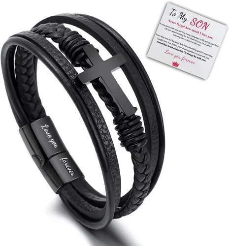 Miniatura 9 de Pulsera de cuero con texto en inglés "To My Man", regalo para marido de parte de WifeI Love You Forever and Always Pulseras para novio, aniversario