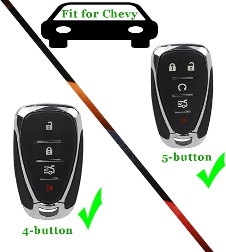 Miniatura 2 de ontto Funda de cuero para llave de automóvil de 4 botones, protección completa, compatible con Chevy Equinox Traverse Malibu Camaro, color negro