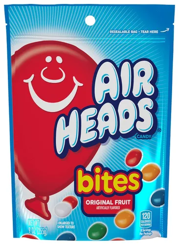 Miniatura 12 de Airheads Bocaditos de caramelo, sabores de frutas surtidos, cine, fiesta, concesiones, paquetes de 2 onzas (caja de 18)