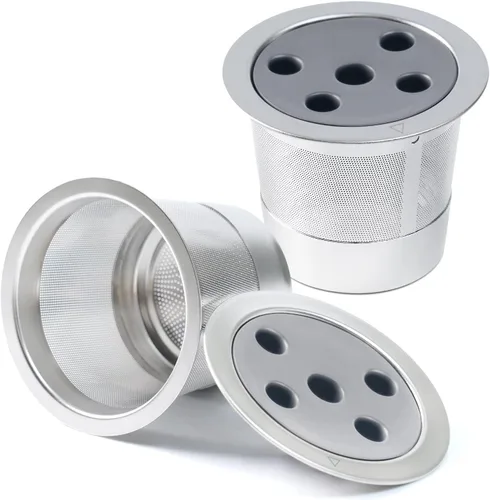 Paquete de 2 tazas K reutilizables de acero inoxidable para Keurig Supreme & Supreme Plus, filtro universal de cinco agujeros para Keurig