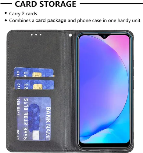 Miniatura 5 de Funda con tapa para Vivo Y11, Y15, Y12 e Y17, diseño de rombos de piel sintética, con función atril, cierre magnético, para Vivo Y11/Y15/Y12/Y17