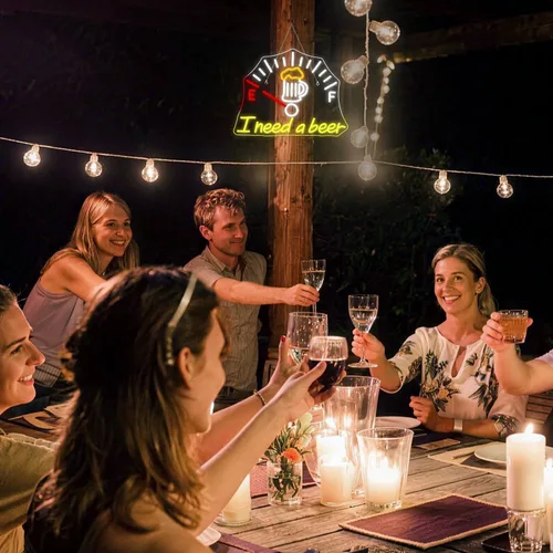 Miniatura 8 de Letrero de neón con texto en inglés "I Need a Beer" ("Necesito una cerveza") con barra de luz LED de neón para decoración de pared para Pub Man Cave