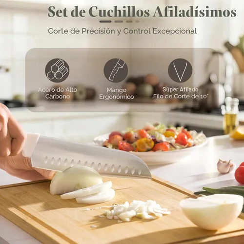 Miniatura 5 de Juego de Cuchillos, Astercook Juego de Cuchillos de Cocina de 22 Piezas con Bloque y Afilador Integrado, Cuchillos de Acero Inoxidable de Alto
