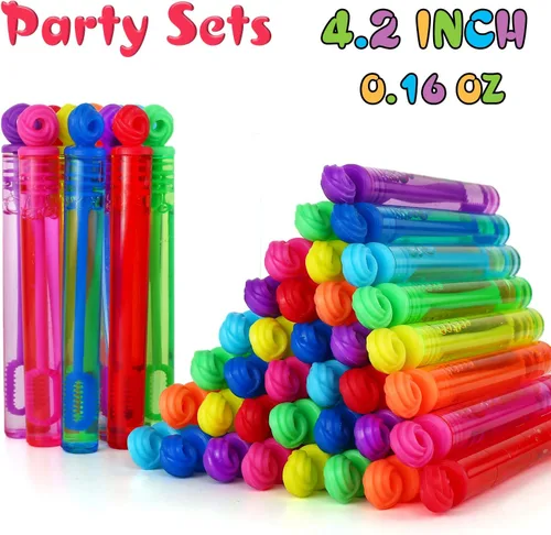 Miniatura 7 de Paquete de 64 varitas de burbujas de burbujas, mini varitas de burbujas de neón, sin olor, no tóxico, juguete de baño para niños, regalo