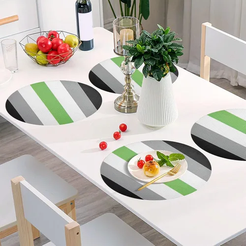 Miniatura 4 de Agender Pride Flag Round Placemats 15 Inch Seasonal Table Mats Decorative Table Mats for Home Kitchen Holiday Decoration