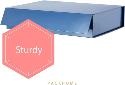 Miniatura 6 de PACKHOME Caja de regalo de 11.5 x 8 x 2.5 pulgadas, caja resistente para camisas con tapa magnética para múltiples ocasiones (azul brillante)