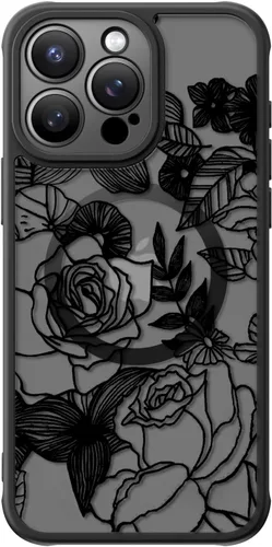 Miniatura 69 de FUNMIKO Funda para iPhone 16 Plus, carga inalámbrica y protección de grado militar, diseño floral moderno para mujeres y niñas, funda antideslizante