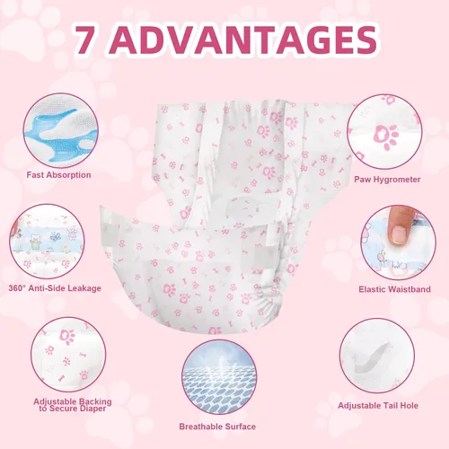 Miniatura 3 de Pañales desechables para perras, 90 unidades, pañales para perras (16-22 pulgadas de cintura) súper absorbentes, extra grandes, para orinar