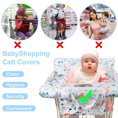 Miniatura 4 de Funda para carrito de compras para bebé 2 en 1 Funda para silla alta con arnés de seguridad Multifuncional Patrón de manchas blancas Cubiertas