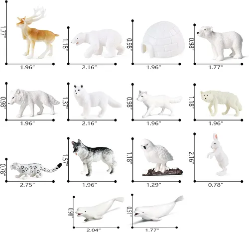 Miniatura 3 de SIENON Paquete de 26 figuras de animales polares, mini criaturas marinas árticas antárticas de plástico, pingüino, oso polar, morsa, búho nevado
