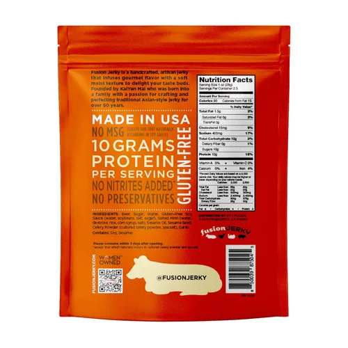 Miniatura 2 de Fusion Jerky - Carne seca artesanal, barbacoa japonesa, 2.5 onzas, todo natural, 0.35 onzas de proteína, carne de origen estadounidense de primera