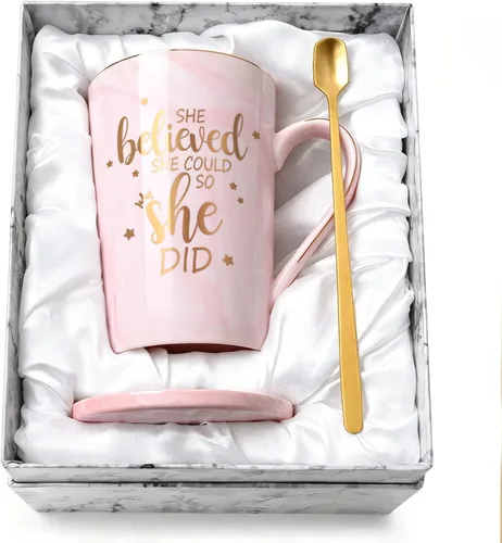 Miniatura 10 de Maustic Taza She Believed She Could So She Did, regalos de graduación para ella, tazas de café para mujeres, regalos motivacionales inspiradores