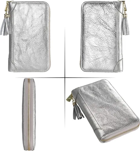 Miniatura 6 de Easyoulife - Monedero de cuero con cremallera, billetera portatarjetas para mujer, bloqueo RFID