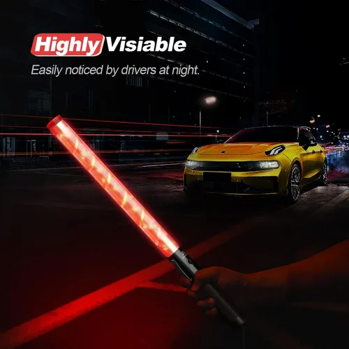 Miniatura 3 de RoadHero Paquete de 6 varitas de tráfico, bastón de control de tráfico LED de 21 pulgadas, varitas de luz de seguridad con 2 modos de parpadeo, Rojo