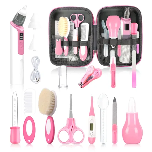 Miniatura 10 de Kit de aseo para bebés, juego de cuidado de seguridad infantil con cepillo para el cabello, peine cortaúñas, aspirador nasal, kit esencial