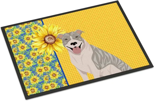 Miniatura 92 de Caroline's Treasures WDK5313MAT Airedale Terrier - Tapete para puerta delantera de 18 x 27 pulgadas, diseño de girasoles de verano, para entrada